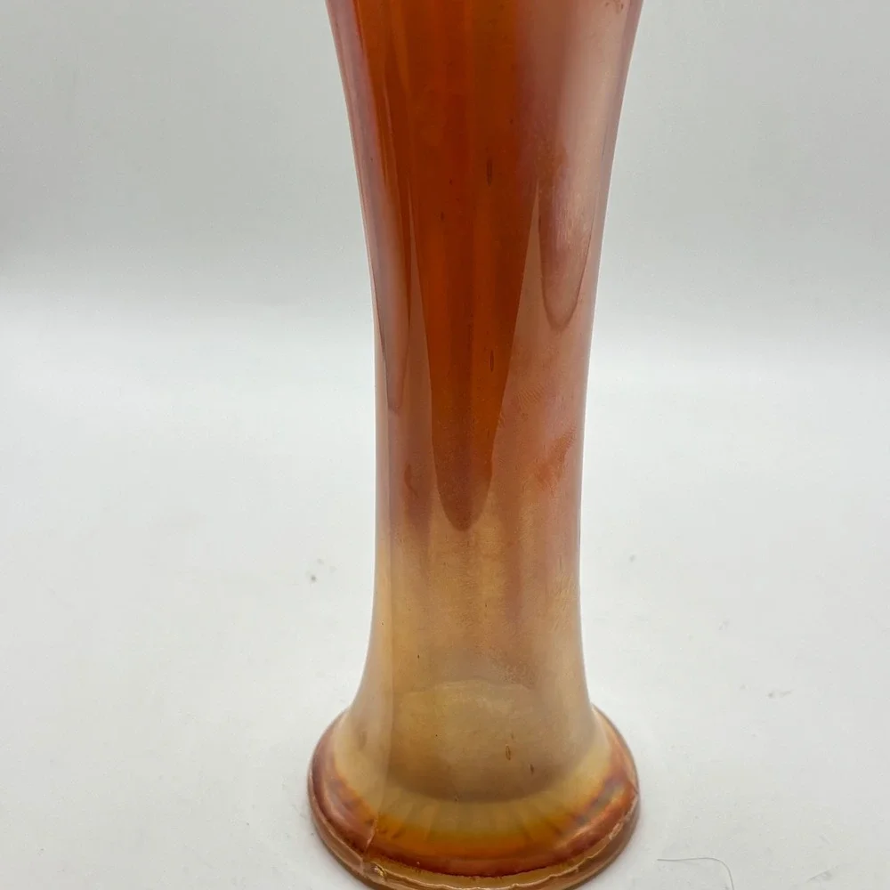 Imperial Glass Marigold Carnival Glass Vase 9 Inch‎ Vintage Fluted Iridescent